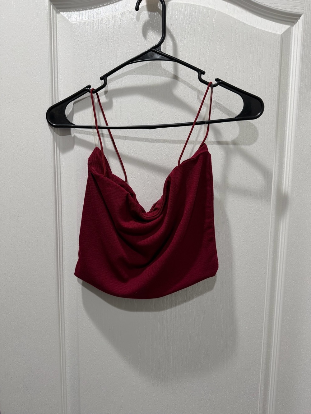Women's Burgundy Square Neck Spaghetti Strap Top